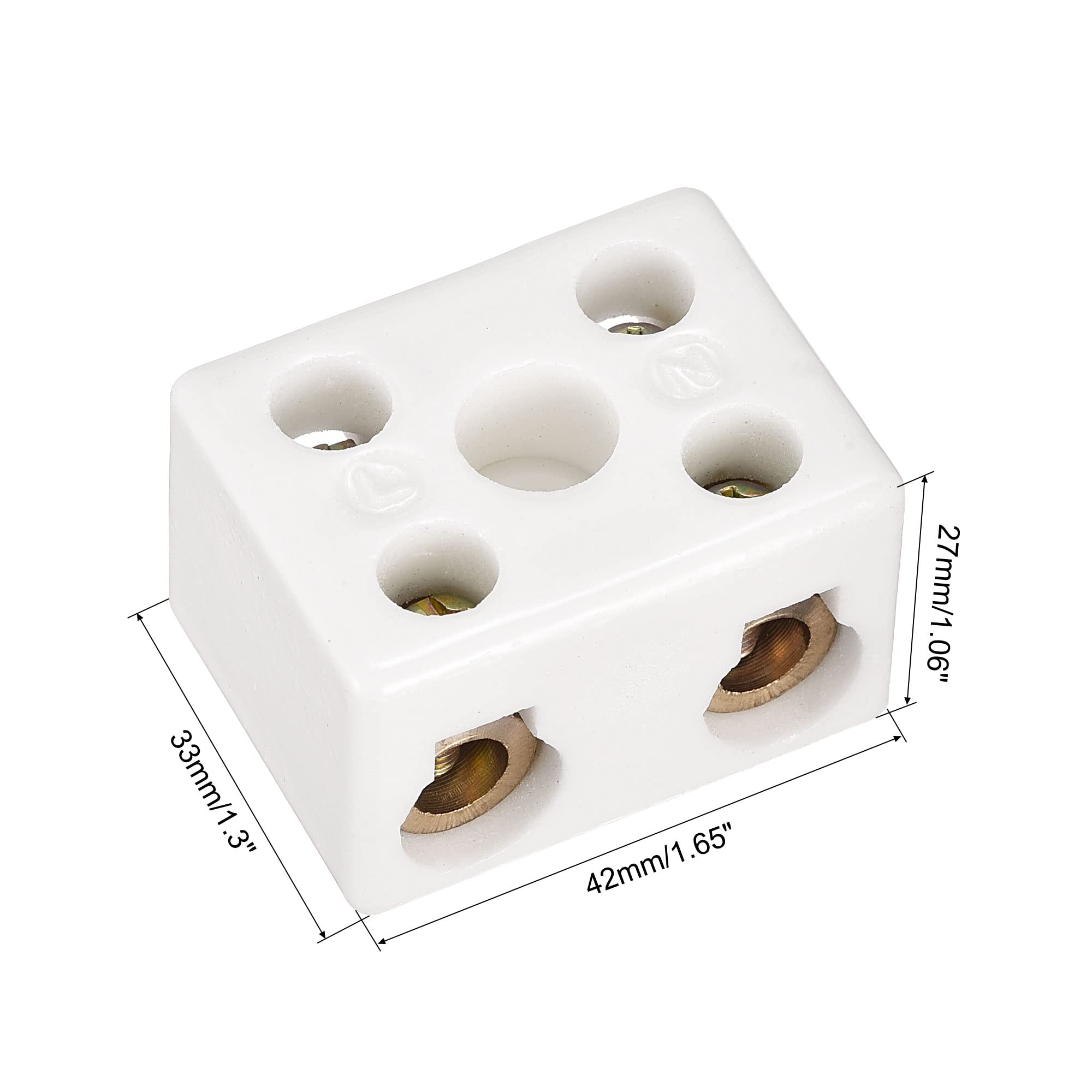 MECCANIXITY Porcelain Ceramic Terminal Block 2 Way 5 Hole High